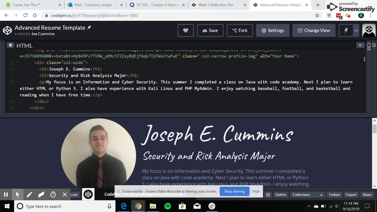Editing HTML/CSS in Codepen!