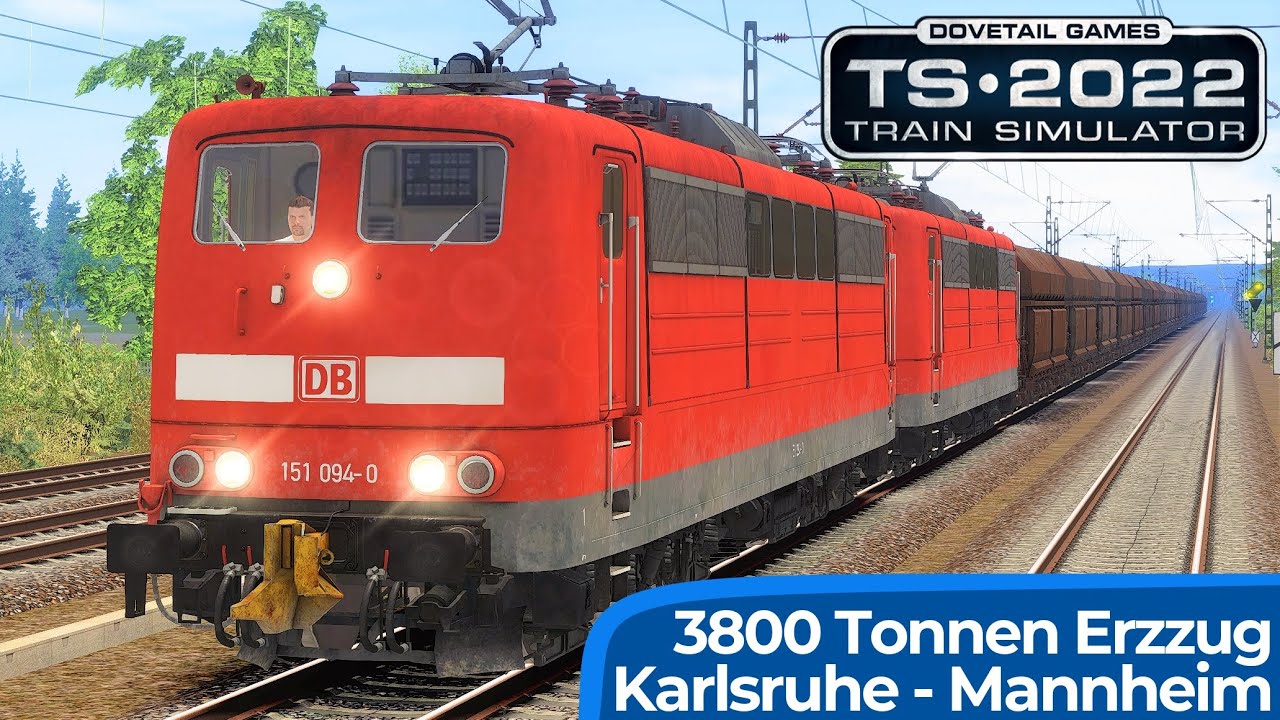 Erzzug zum Hochofen | TRAIN SIMULATOR 2022 | Mannheim - Karlsruhe | BR 151 & Ak69e Automatikkupplung