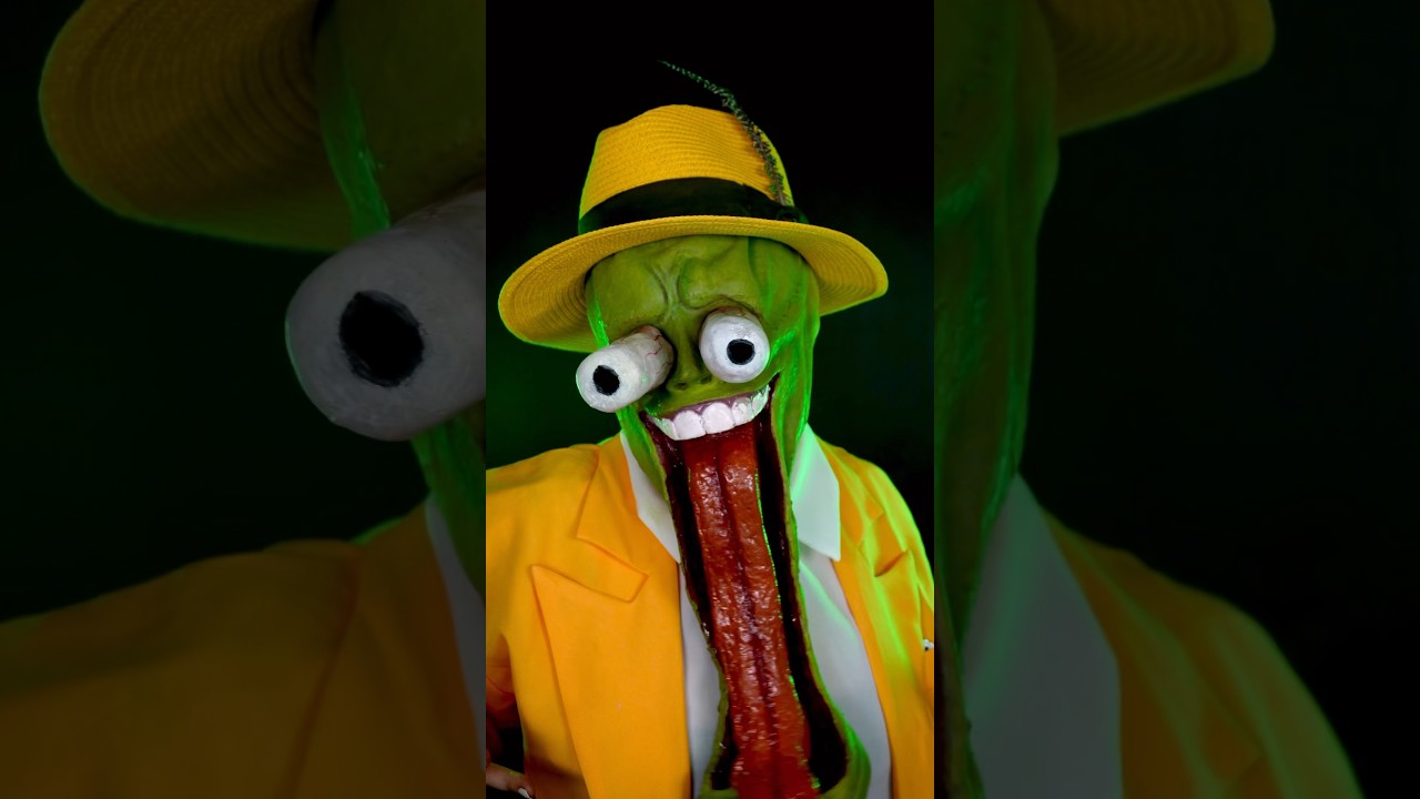 SSSSSMOKINNN 🔥 Jim Carrey&rsquo;s &lsquo;The Mask&rsquo; Makeup 💚 | EllaDoesFx | #shorts