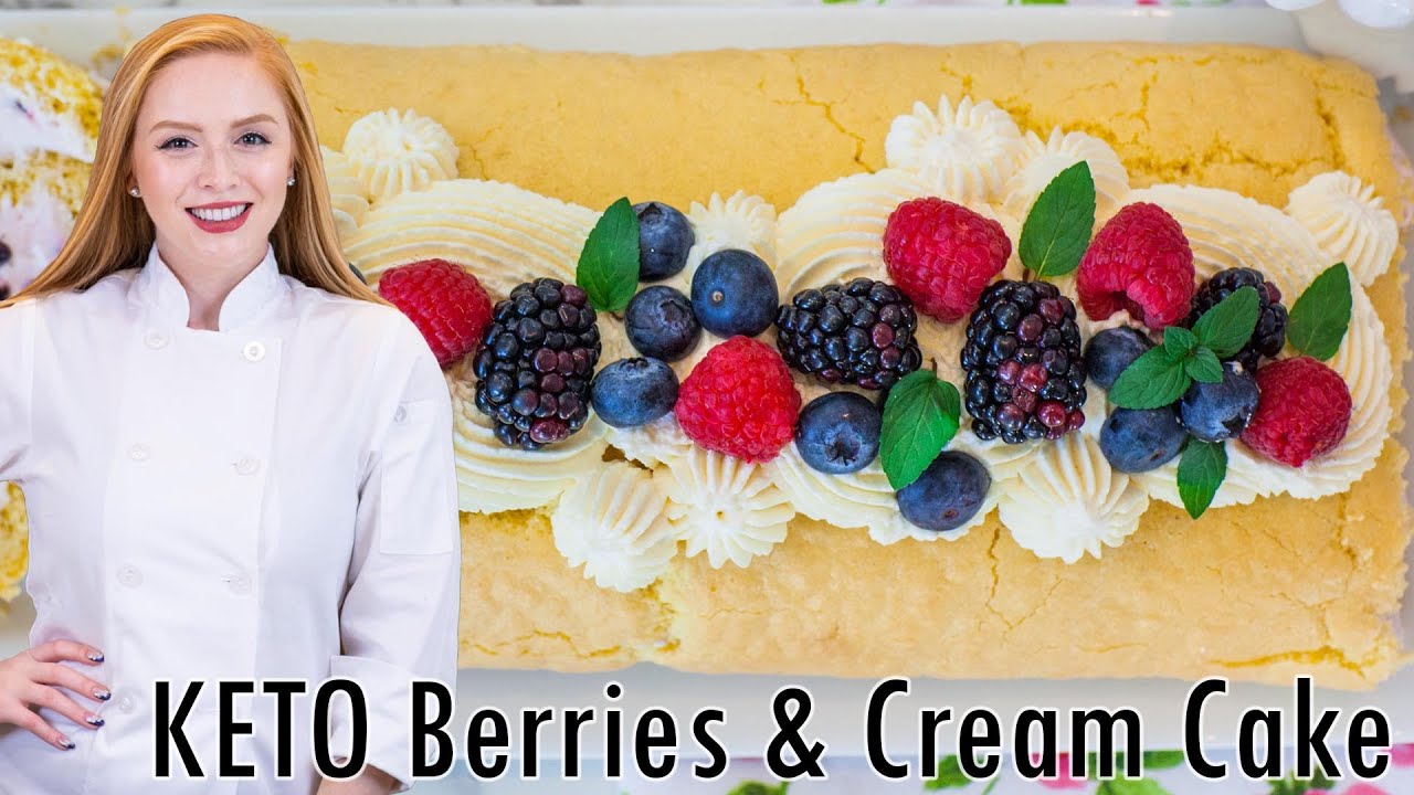 KETO Berries & Cream Cake Recipe! Low-Carb, Low-Sugar - ALL the Flavor!!