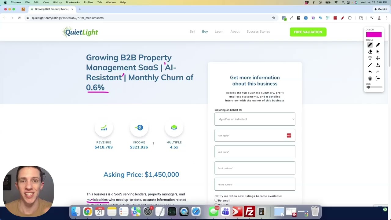 Property Management SaaS Makes $322k/yr.  Is 4.5x a Fair Valuation Multiple?
