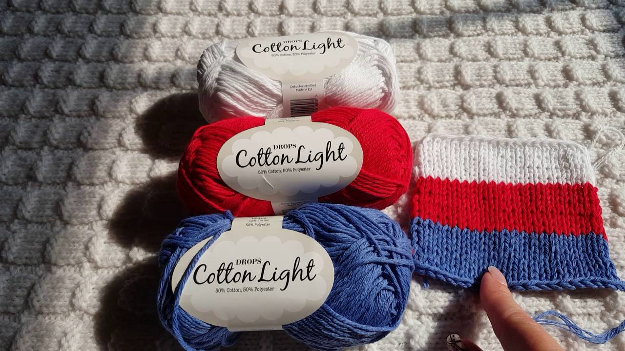 Обзор пряжи DROPS Cotton Light (50%Хлопок, 50%Полистер). Отзыв и образец вязания