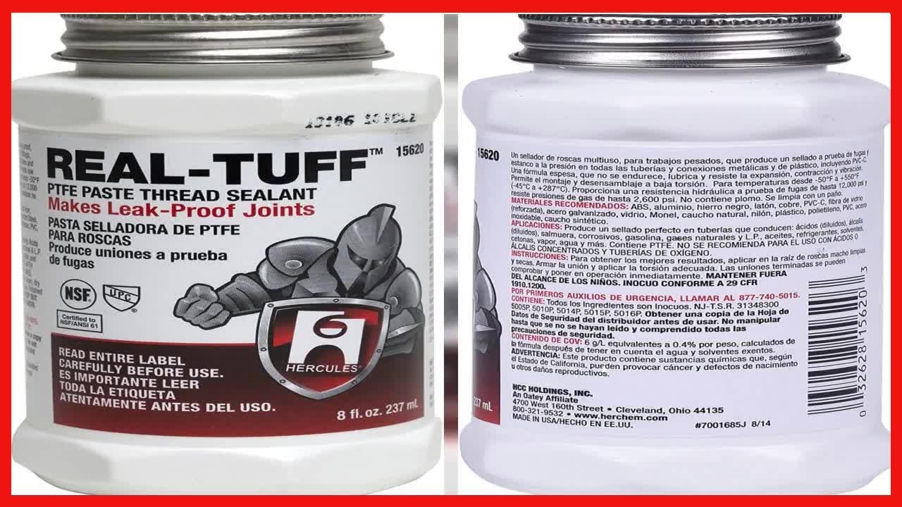 Hercules 15620 Real-Tuff Heavy Duty PTFE Pipe Thread Sealant, White, 8 oz