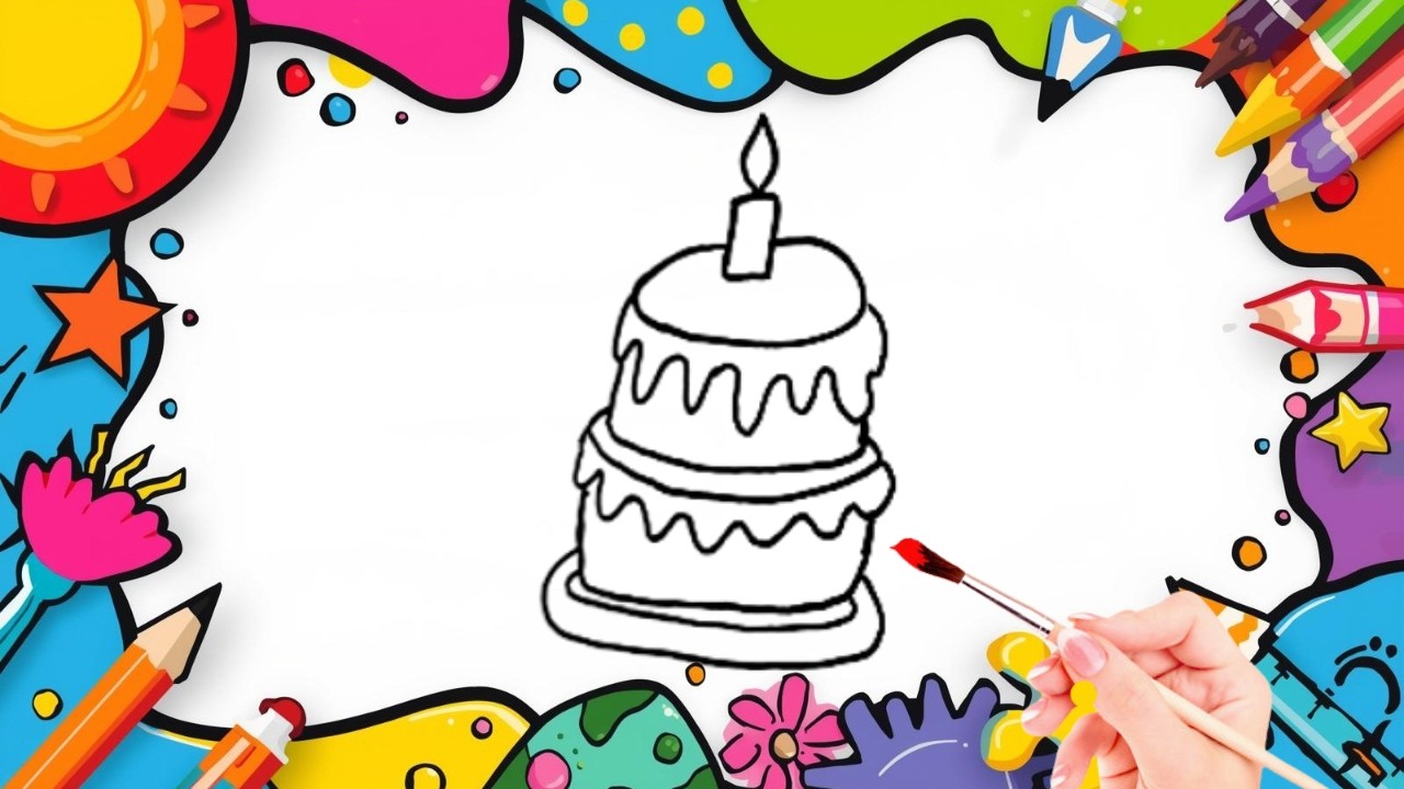 How To Draw cute Cake  Drawing, Painting & Coloring For Kids and Toddlers_🌈🎨 🐋