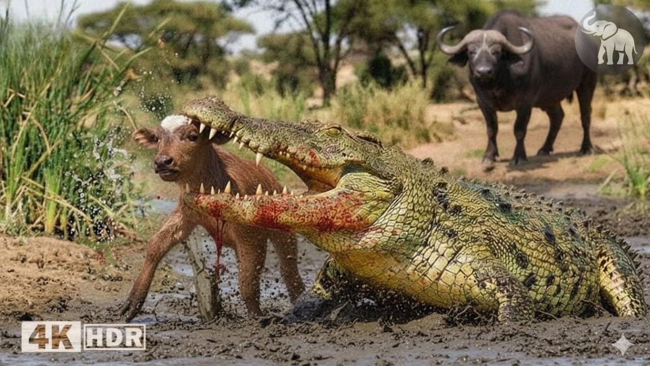 Una mamá búfala ve cómo se llevan a su cría… lo que pasa después es devastador #animalessalvajes