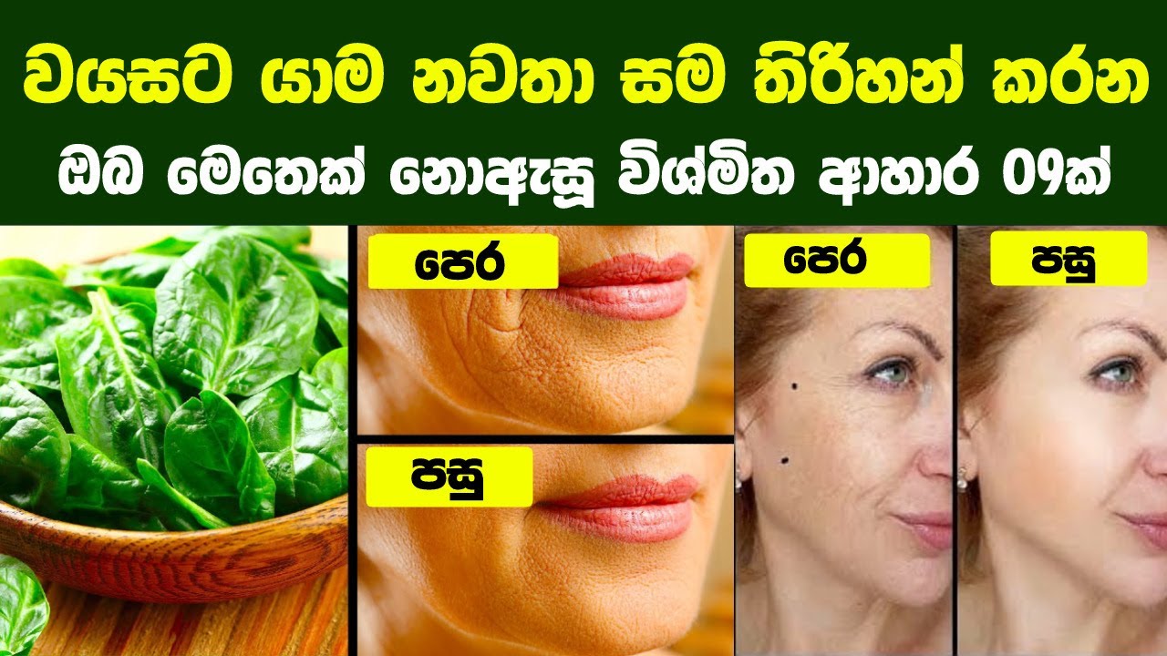 වයසට යාම නවතා සම තිරිහන් කරන ඔබ මෙතෙක් නොඇසූ විශ්මිත ආහාර 09ක් | 09 Best Anti Aging Foods