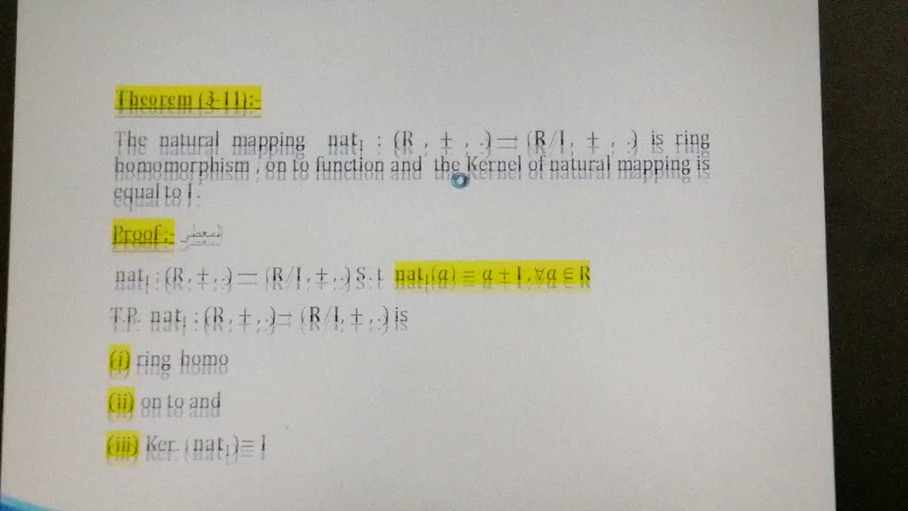 جبر الحلقات (The Natural mapping)..