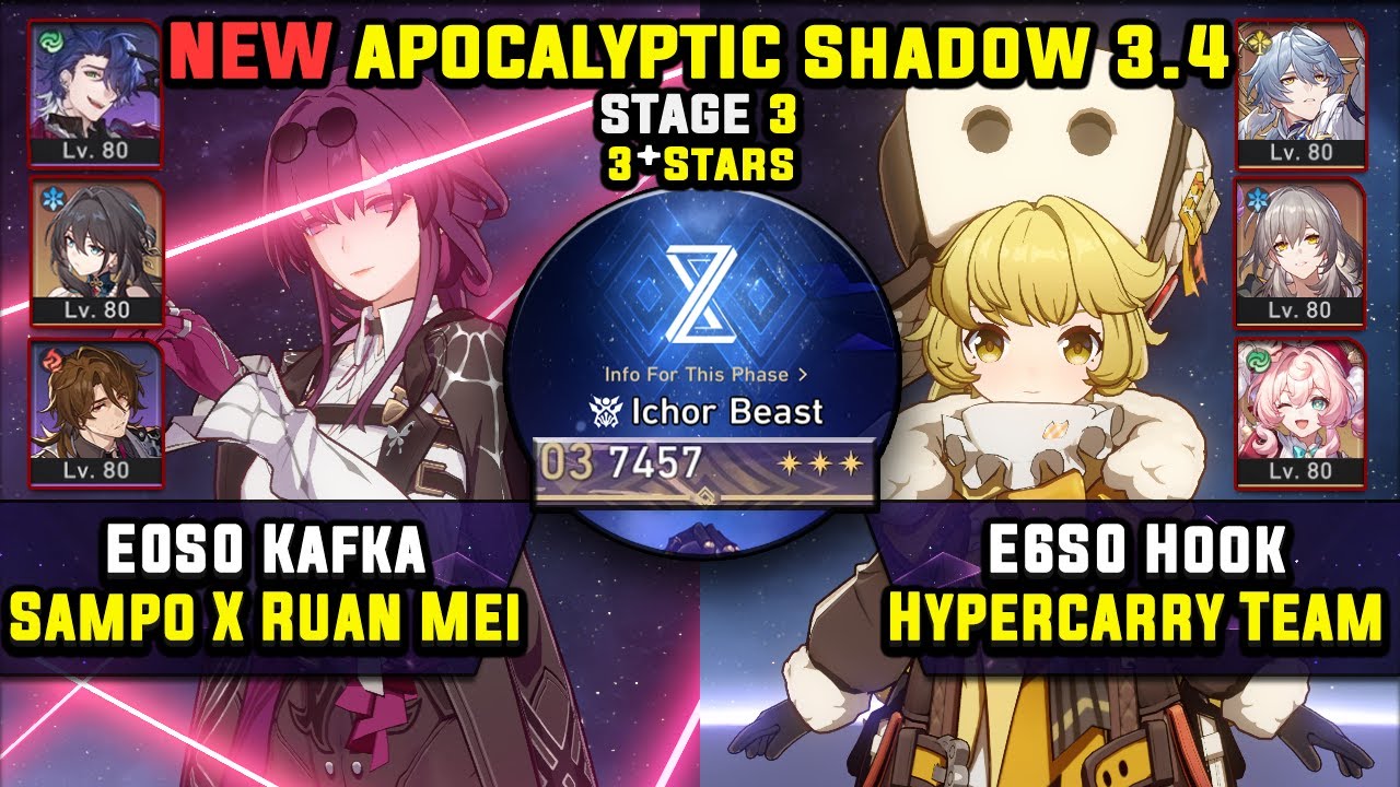 E0 Kafka Carry W/ Sampo & E6 Hook Carry (3 Stars) Apocalyptic Shadow 3 Honkai Star Rail 3.4