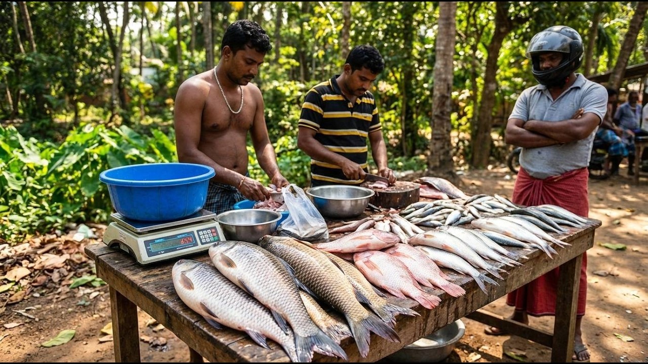 25KG Giant Asian Catla! 🐟 Incredible Knife Skills at Village Roadside Market