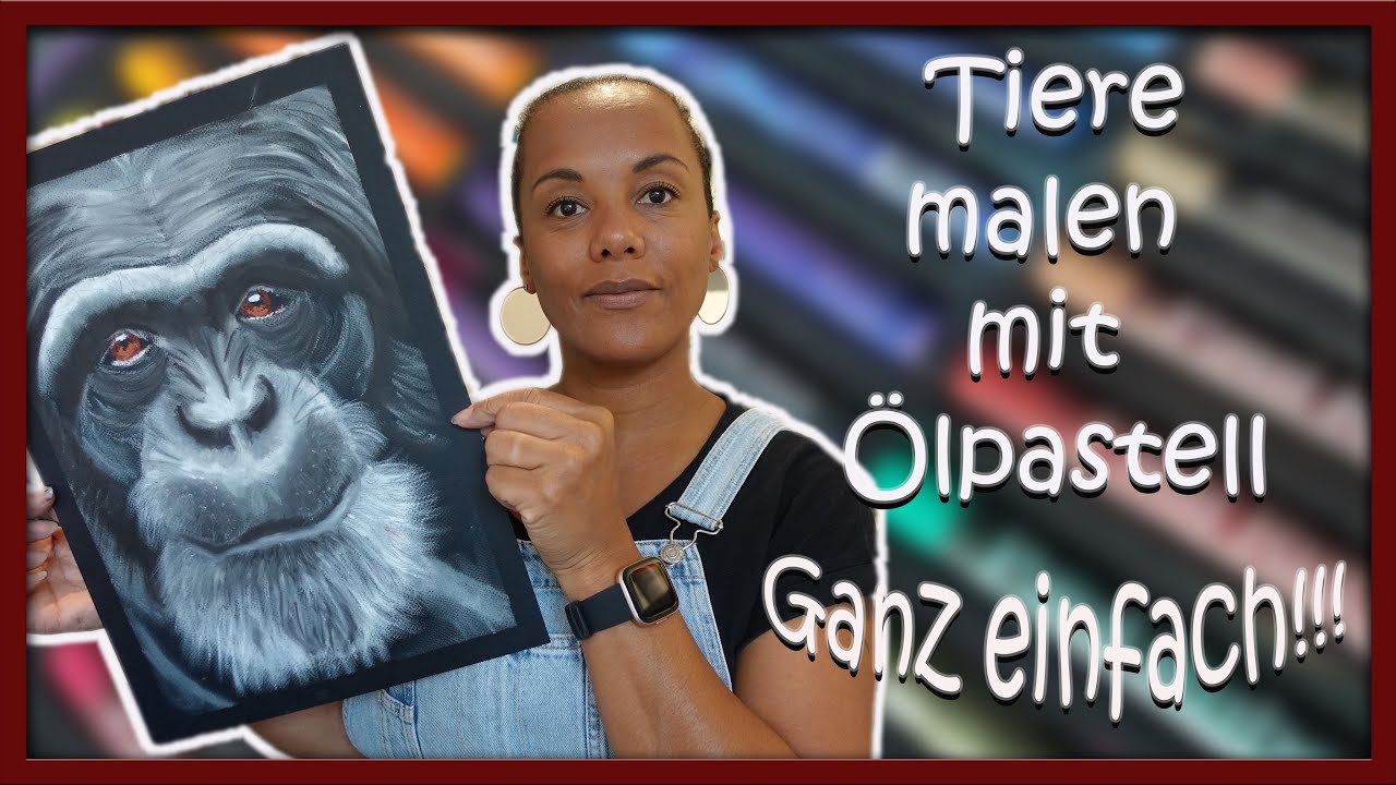 Ölpastell Malerei Schimpanse/ Affe/ Paul Rubens Oilpastel/ Tiere malen in Ölpastel/  Super einfach