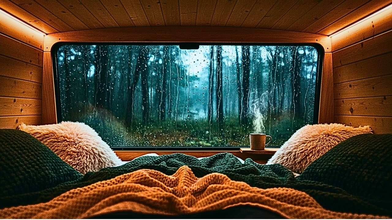 Sleeping in a Car during Heavy Rain Storm 🌧️ Cozy Van Life Ambience for Insomnia