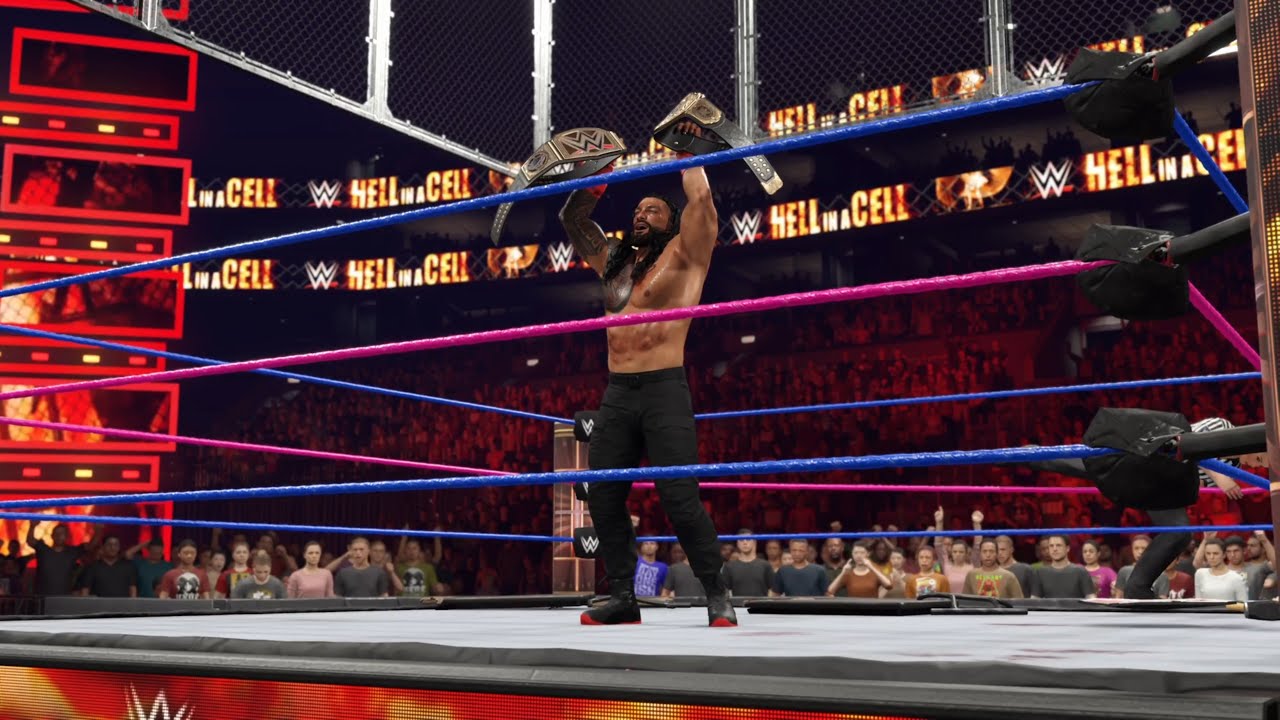 WWE 2K25 - Roman Reigns vs. CM Punk vs. Cody Rhodes | Hell in a Cell | Triple Threat Match 