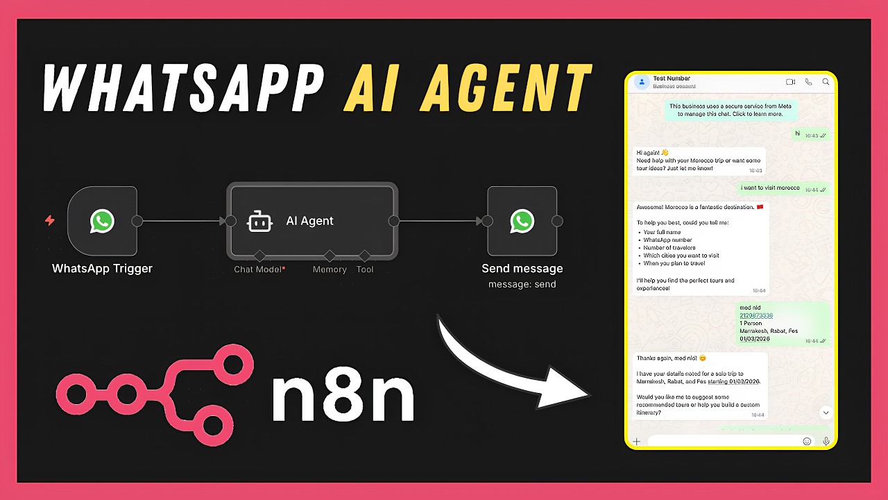 WhatsApp AI Agent  ( n8n tutorial )  |   بناء وكيل واتساب بالذكاء الاصطناعي