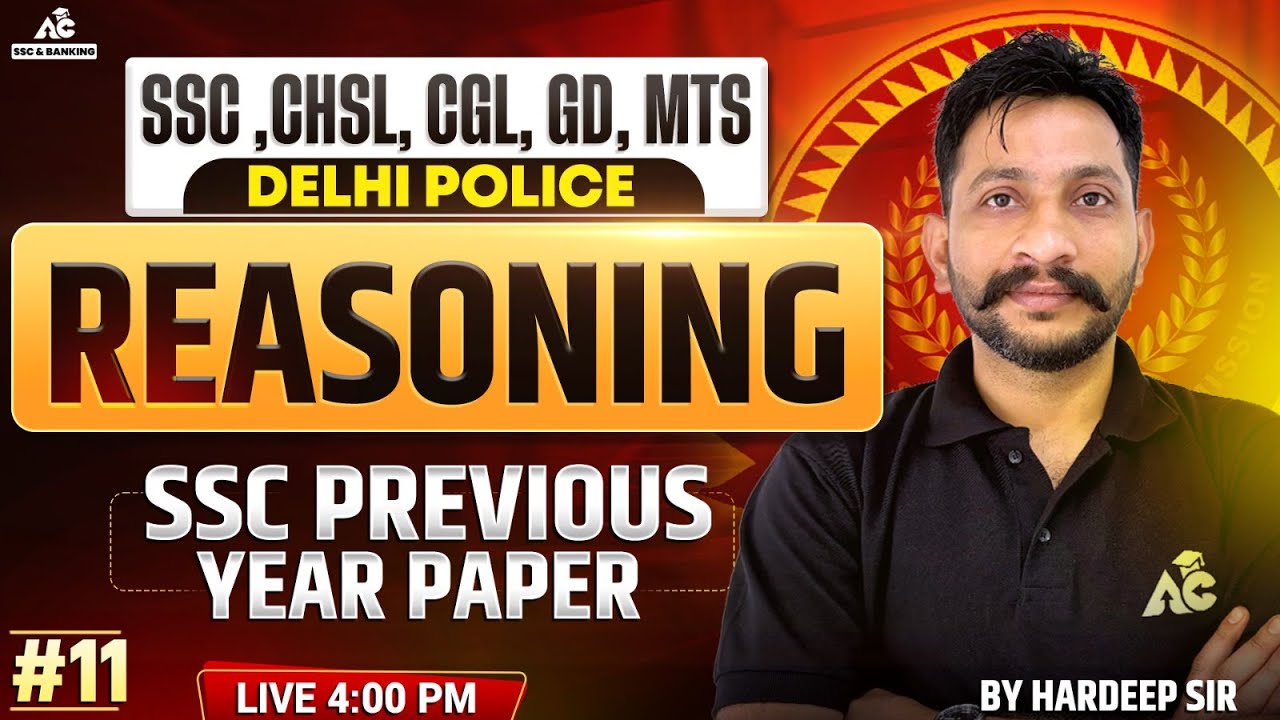 SSC CHSL, CGL, GD, MTS Preparation 2025 Ssc Previous Year Paper Reasoning Class By Hardeep Sir #11