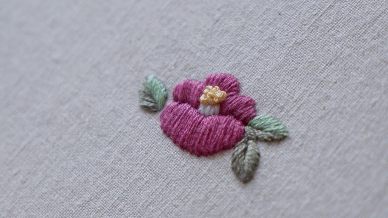 프랑스자수 | 새틴 스티치 예쁘게 하는 방법 | 동백꽃 🌺자수기초 | Satin Stitch tutorial Camellia flower Hand Embroidery