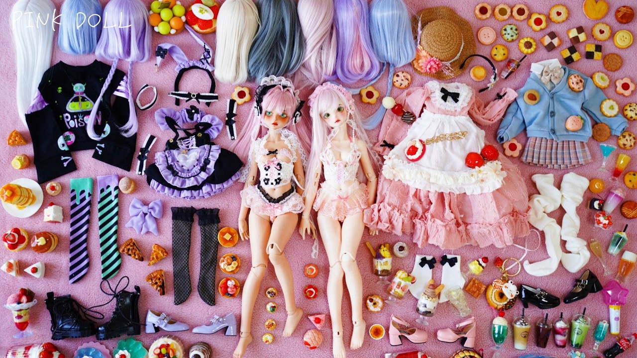 PINK PRINCESS BJD DOLL Unboxing dressup maid Poison Cyber ​​Girl in a light blue uniform