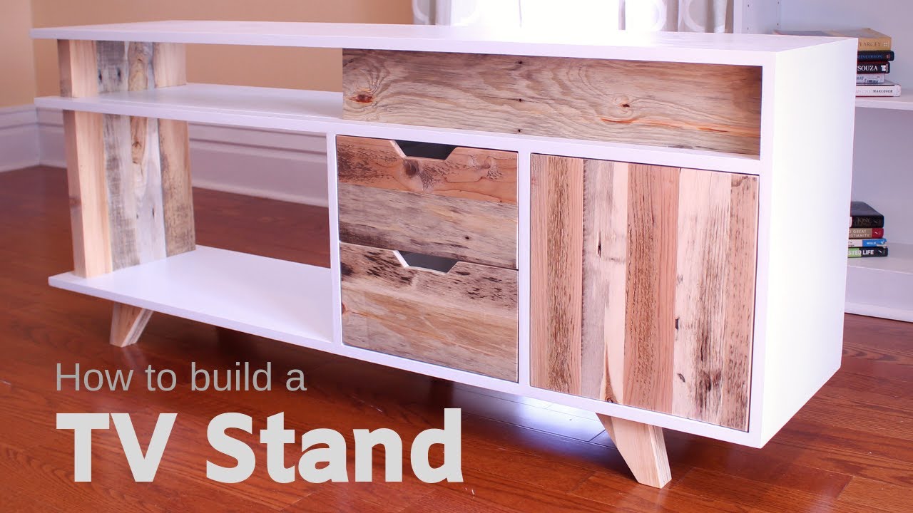 DIY Plywood and Reclaimed Pallet Wood TV Stand / Media Console - How to Make It