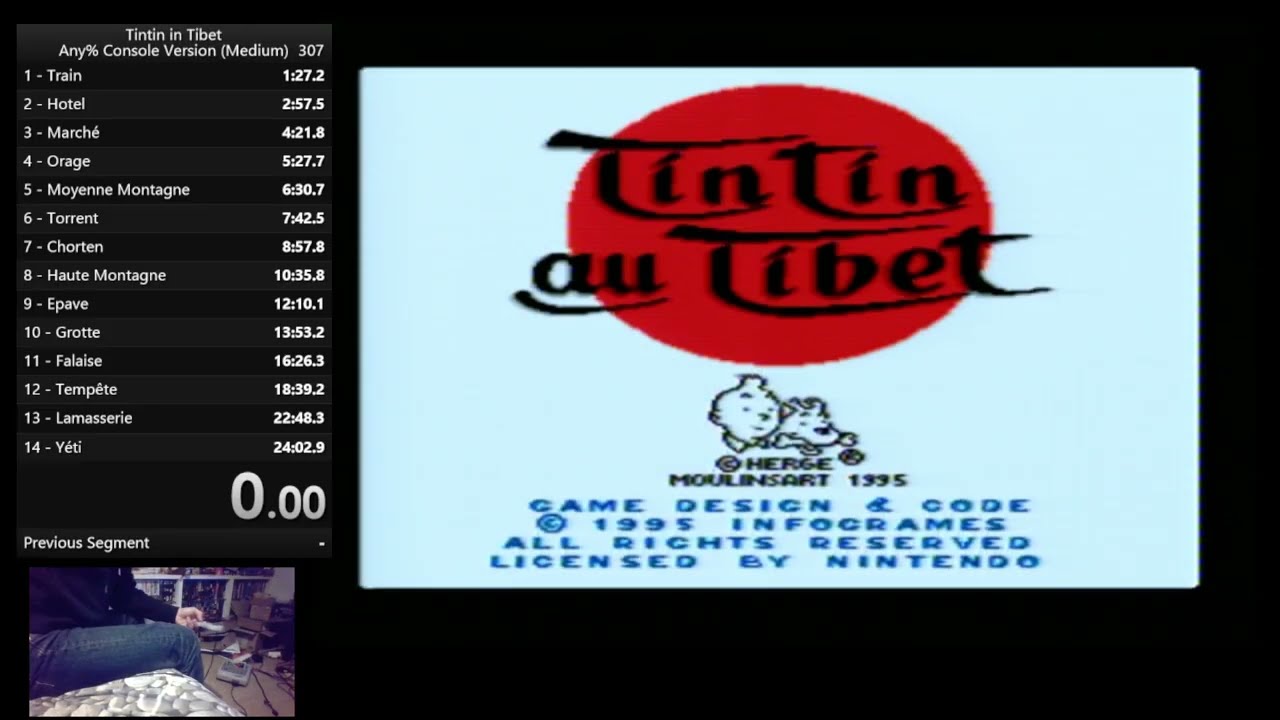 SpeedRun Tintin au tibet - Moyen - Super Nintendo console 23min26
