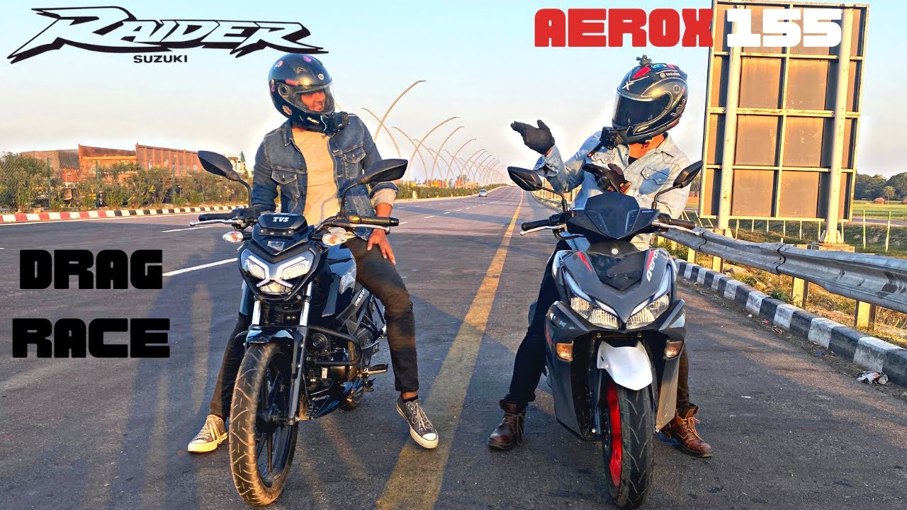 Aerox 155 vs TVS Raider 125 Drag Race