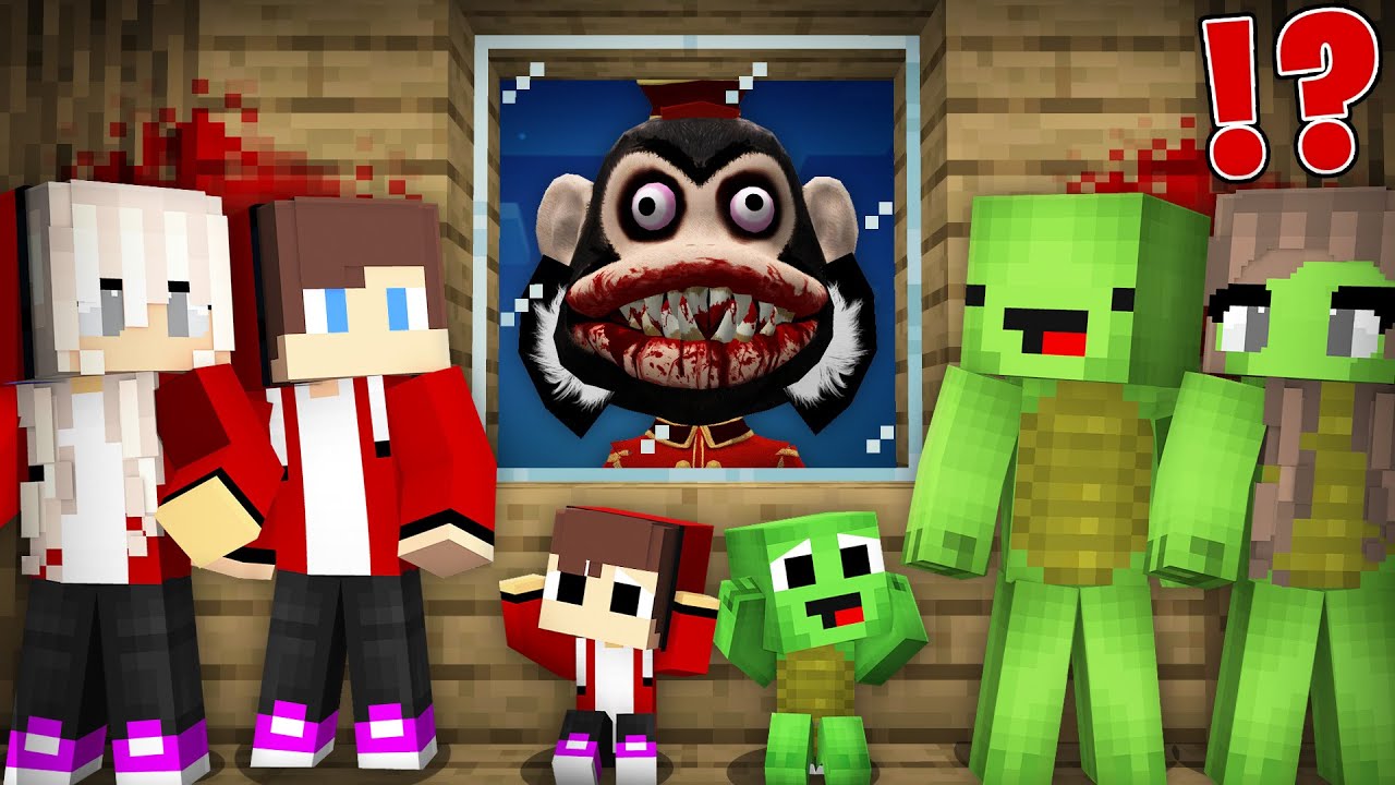 JJ and Mikey Family HIDE From SCARY MONKEY - in Minecraft Maizen!