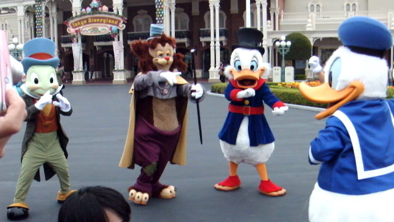 Tokyo Disneyland Really Cute Greeting / Donald Pinocchio Jiminy Gideon Scrooge and Goofy