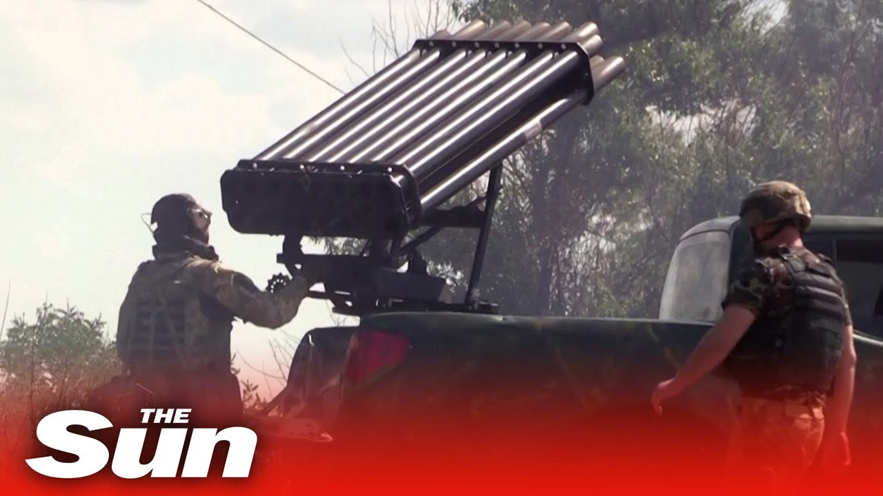 Ukrainian military fire 'makeshift' rocket launchers