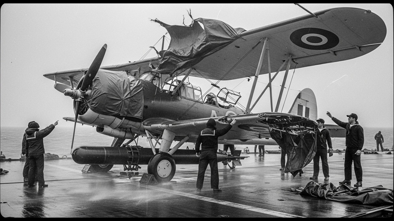 El avión que nadie esperaba — hasta que su torpedo forzó al Bismarck a girar torpe