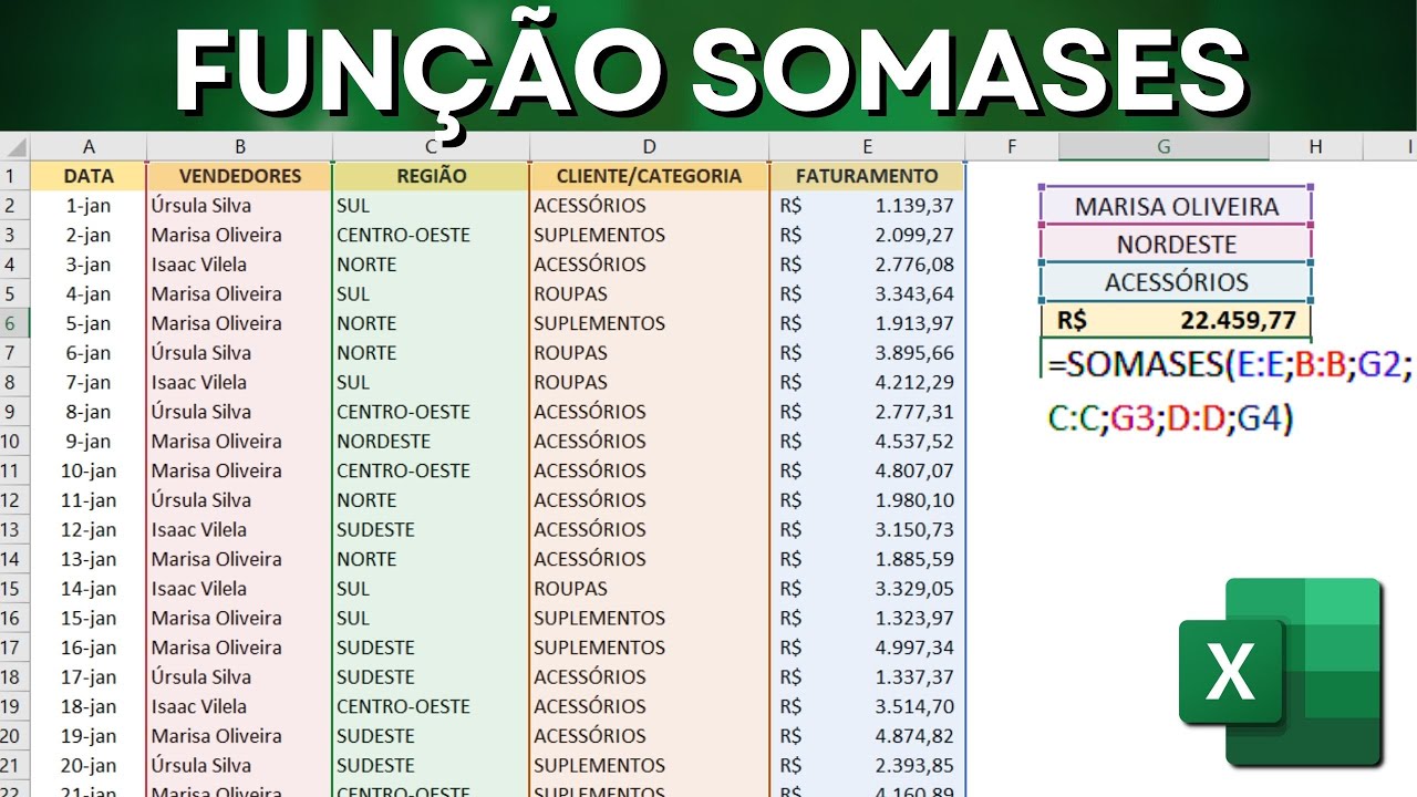 Como Fazer a Função SOMASES no Excel | Teste de Excel para Entrevista de Emprego