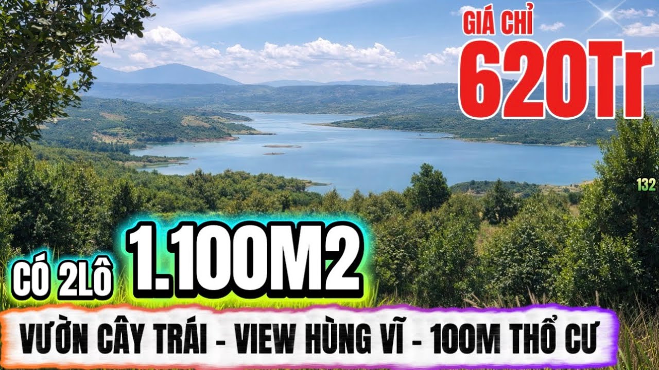 🔴 1100m² đất vườn cây trái - view sông hùng vĩ – sẵn 100m thổ cư