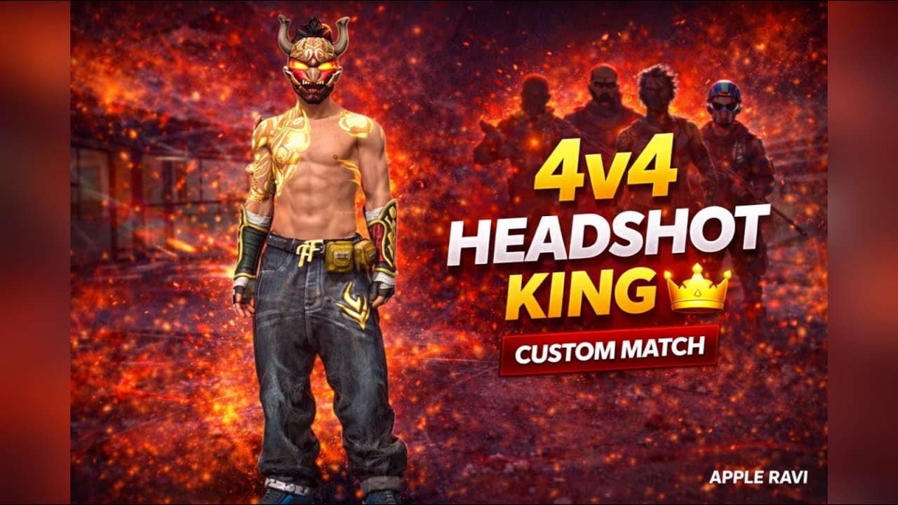 FREE FIRE CUSTOM 4v4 🔥 Apple Ravi Headshot Kill Full Gameplay | Aim King Moments