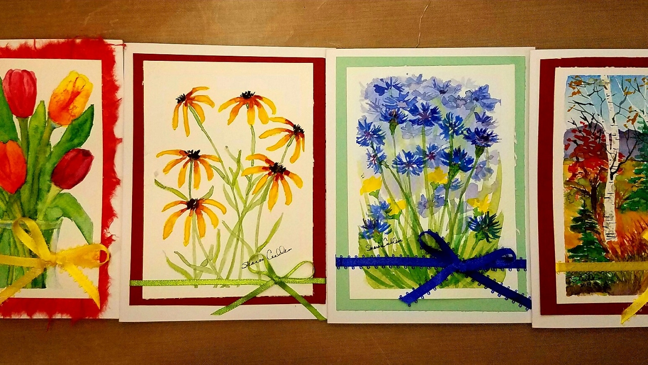 Painting 2 Greeting Cards With Schmincke Watercolors