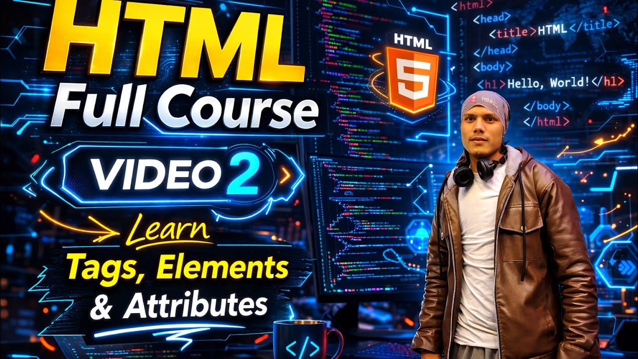 HTML Full Course in Nepali | Video 2 – HTML Tags, Elements & Attributes Explained for Beginners