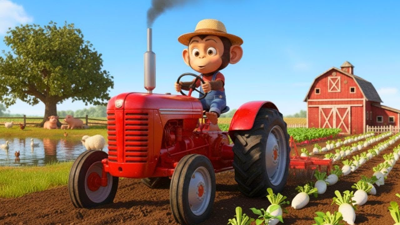 🐵🛠️ Genius Monkey Repairs Tractor & Plows GIANT Beet Field Like a Pro!