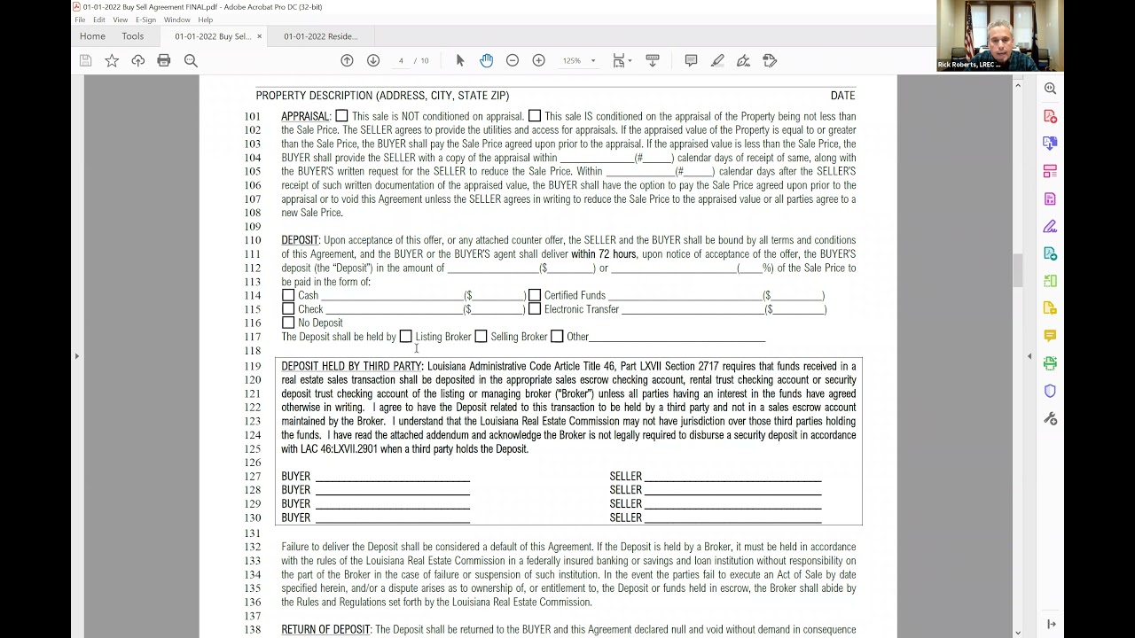 Changes to Purchase Agreement and Property Disclosure with LREC Commissioner Rick Roberts