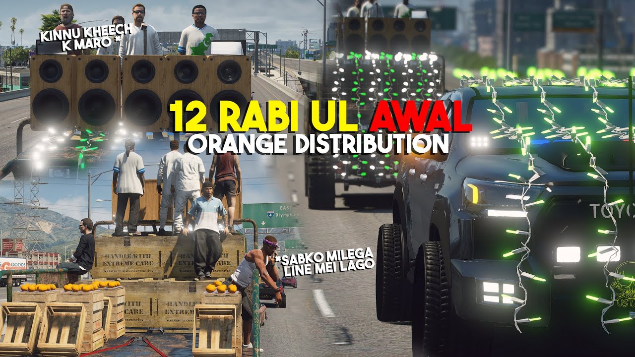 USTAAD AND THE SHAPATARS GOING TO 12 RABI UL AWAL JULOOS | MODIFIED REVO DALA | GTA 5 PAKISTAN
