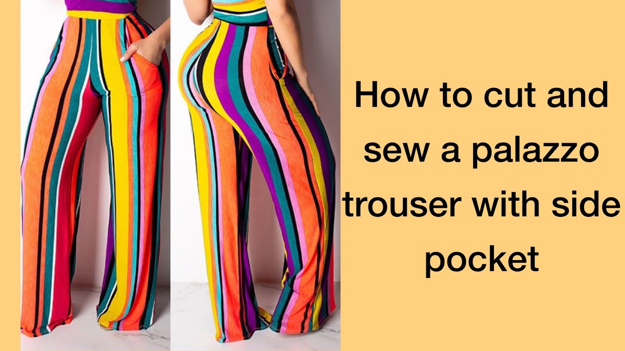 How to cut and sew a palazzo trouser with side pocket// easy tutorial//