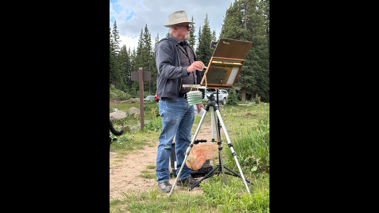 Plein Air watercolor painting on Grand Mesa on the 4th of July