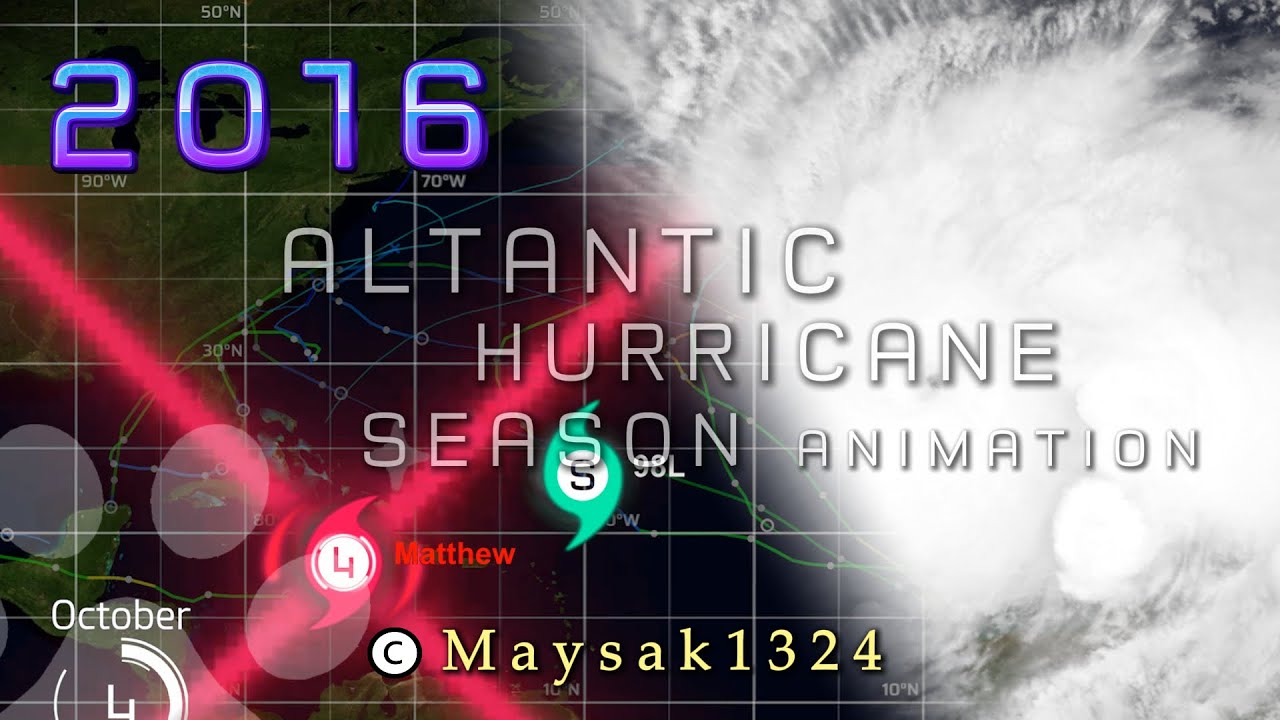 Анимация сезона ураганов в Атлантике 2016 г. (Maysak1324)