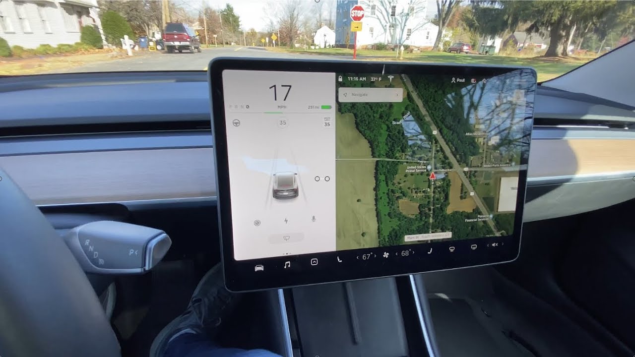Brief demo of very smooth one-pedal driving in Tesla Model 3 with software V10 2019.36.2.1