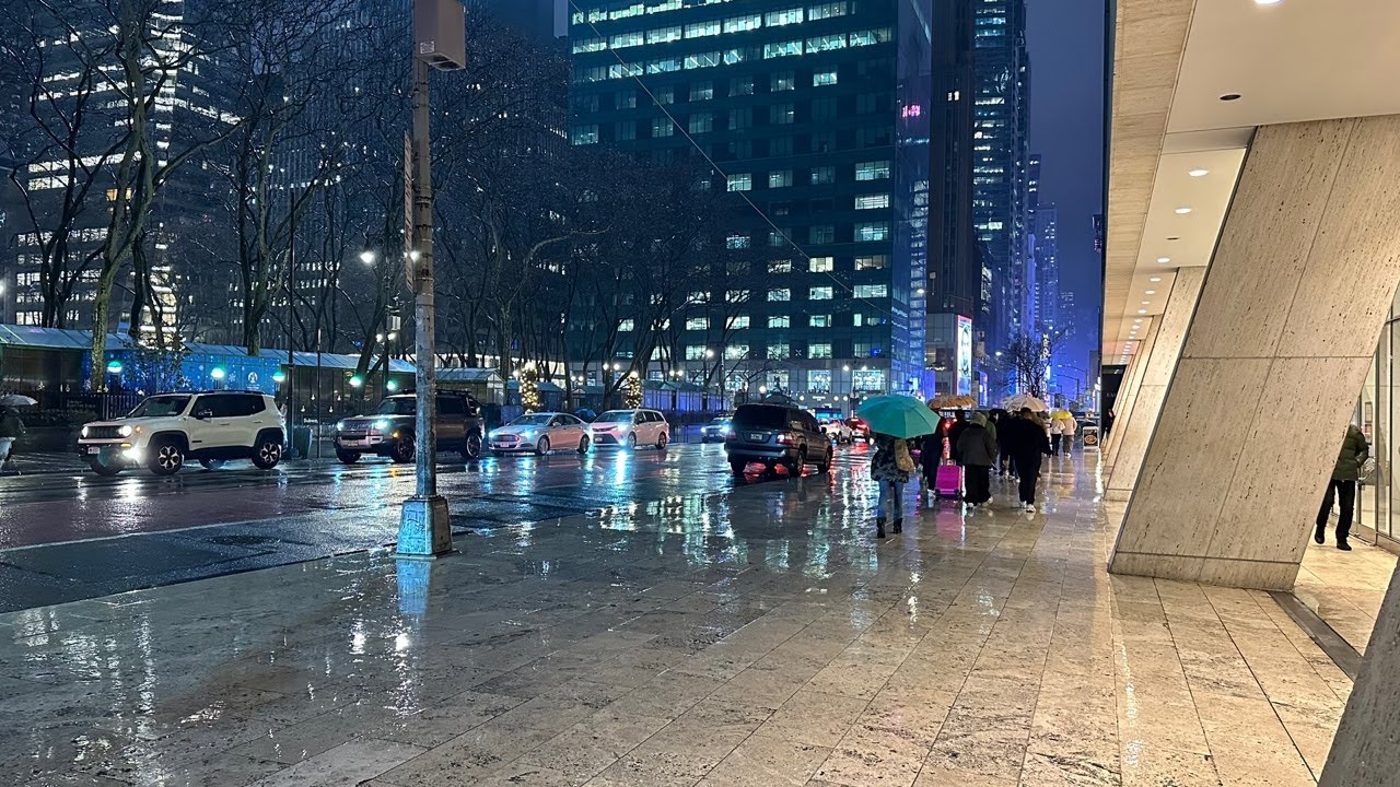 New York City live , Raining night walking, Manhattan, 7:40pm 01/10/2026