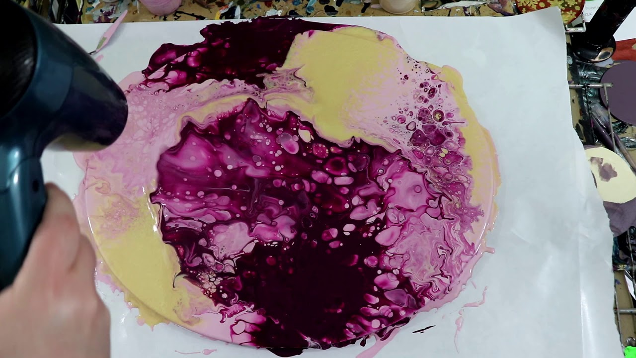 (185) Blowing Paint with a Hair Dryer, Acrylic Pouring Video