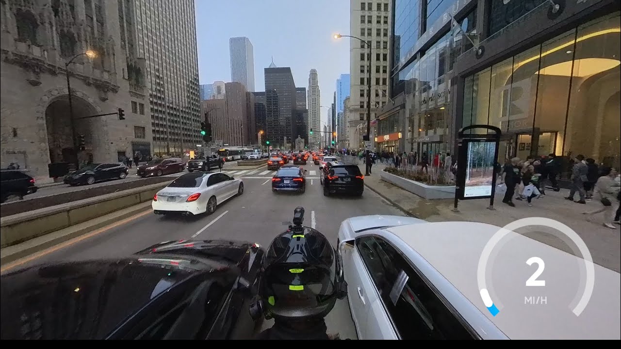 Electric Unicycle in Busy Downtown Traffic - ASMR City Noise