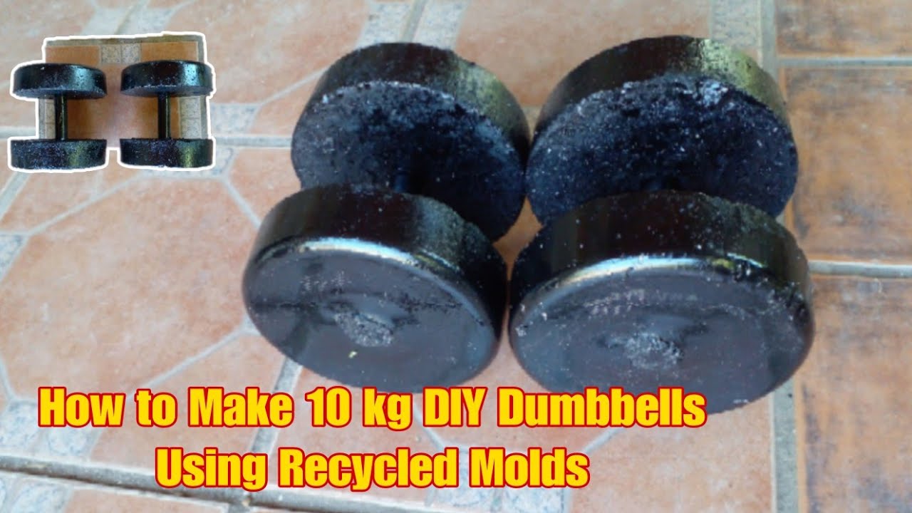 Como fabricar mancuernas caseras utilizando moldes reciclados. How to make homemade dumbbells