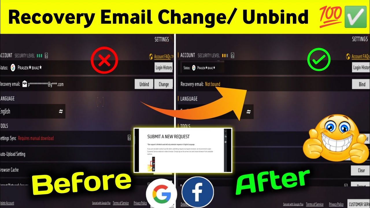 Free Fire Recovery Email Change Kaise Kare |Free Fire Mein Recovery Email Change / unbind Kaise Kare