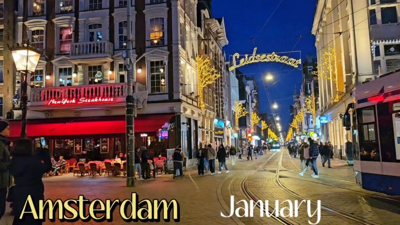 🇳🇱 Evening walk along the Central streets of Amsterdam in January 🇳🇱 The Netherlands