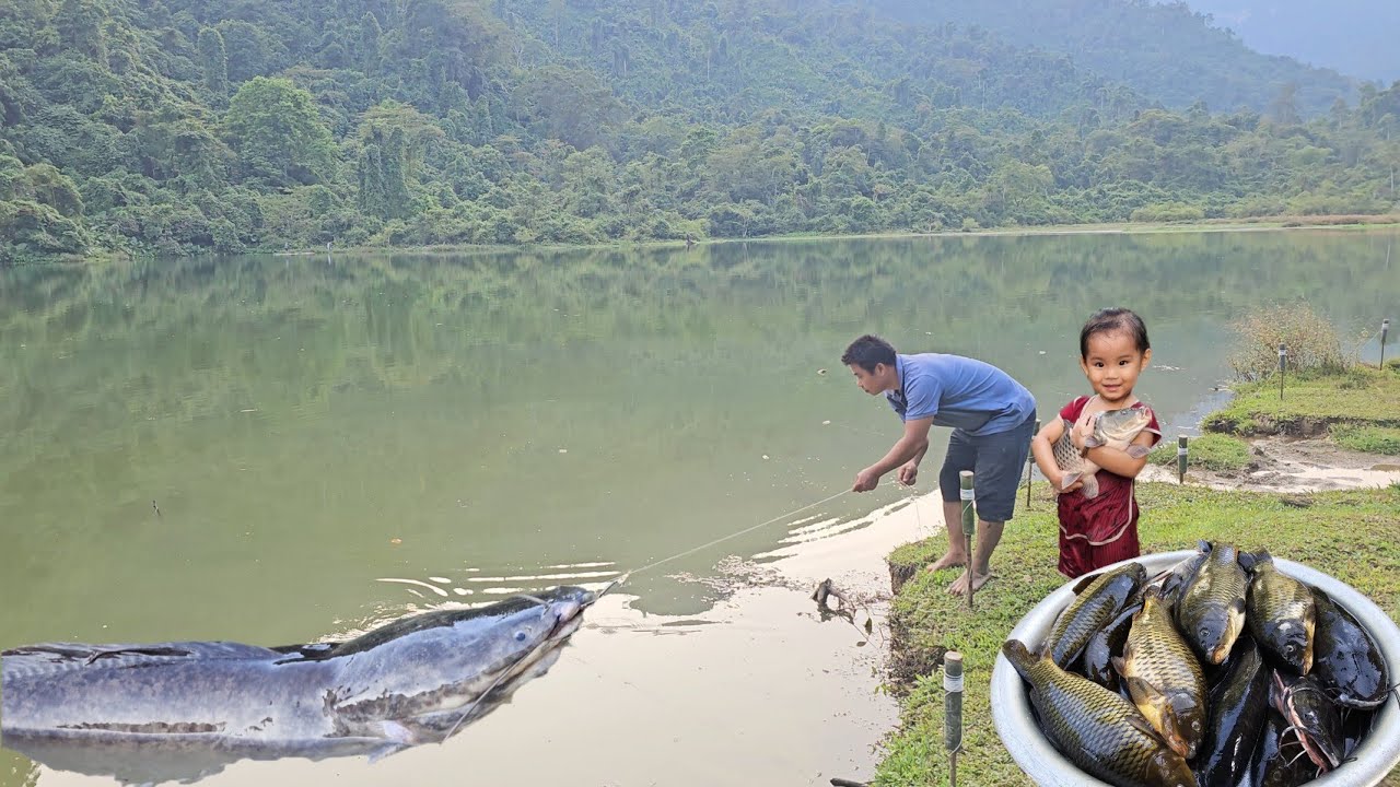 Catching fish, trapping giant fish to sell at the market/Xuan Truong.