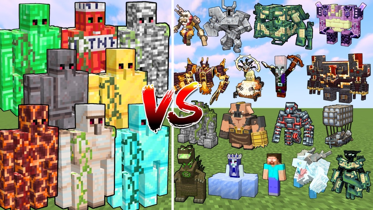 All Minecraft Golems vs All New Boss Mobs