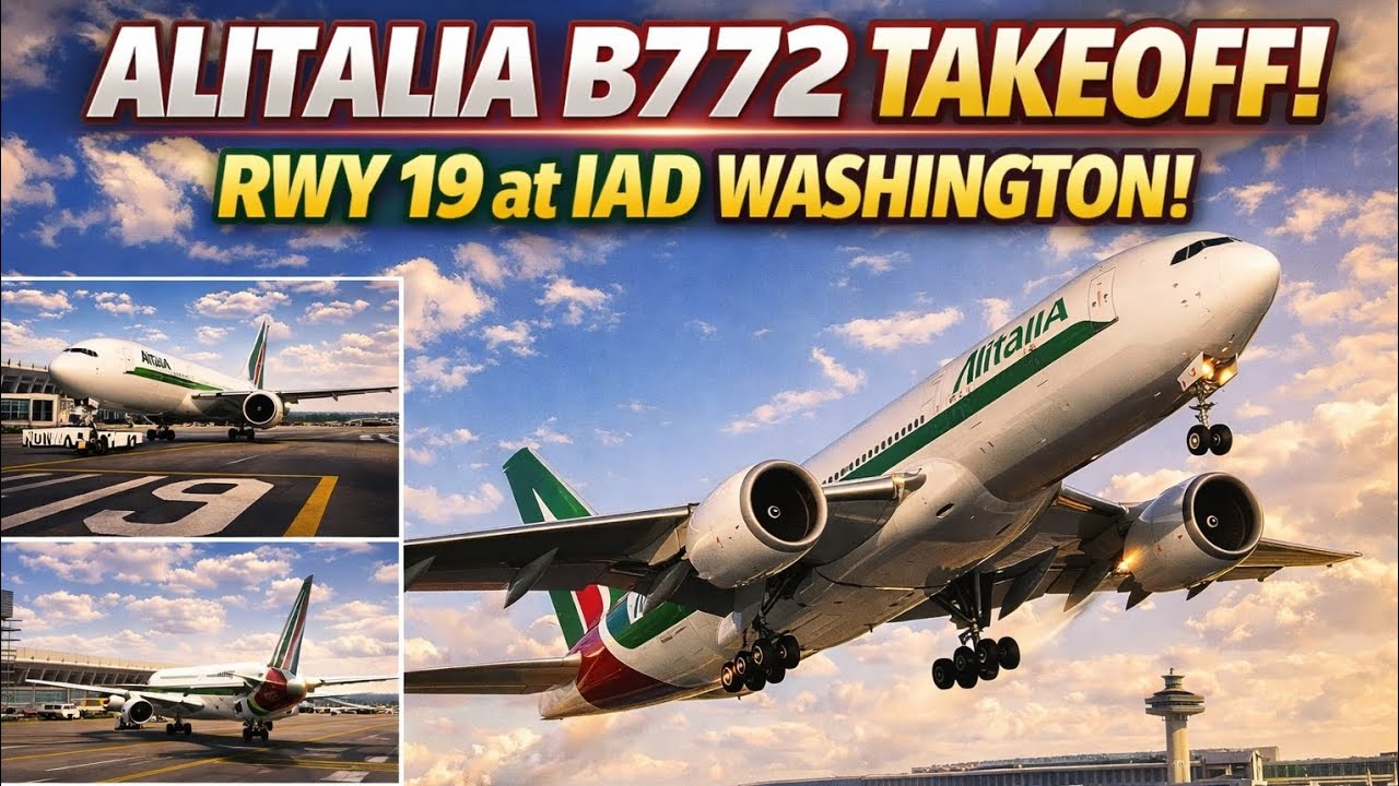 Alitalia B772 Pushback, Taxi & Takeoff from Runway 19 at IAD | World of Airports Gameplay