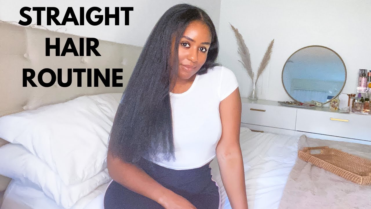 QUICK STRAIGHT HAIR + TRIM ROUTINE | THICK 4C HAIR | AFFORDABLE PRODUCTS