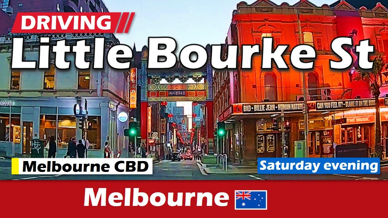 Driving Little Bourke Street, Melbourne CBD, Australia